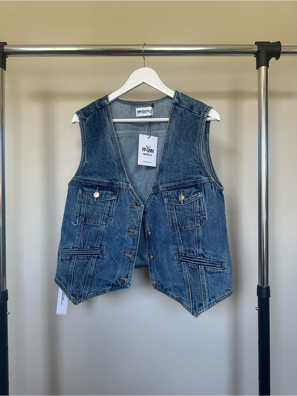 Princess Polly Light Blue Oversized Denim Vest